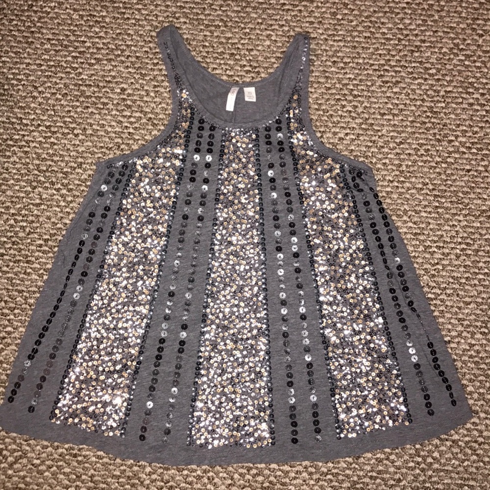 Gray Sequin Top